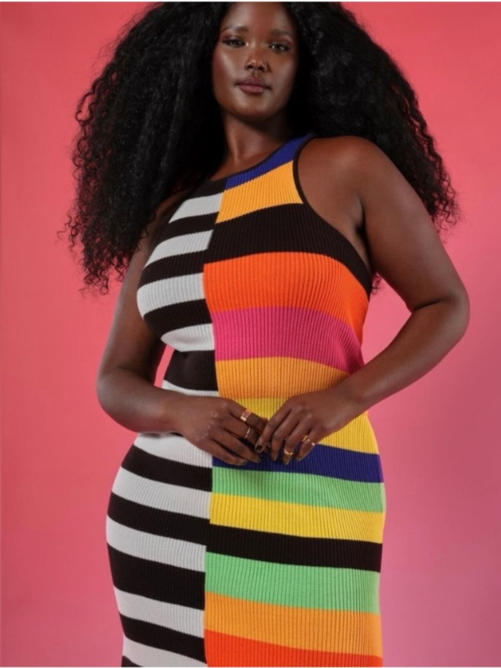 Mixed Stripe Ribbed Dress - Picture 7 of 9